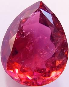 Pear rubellite tourmaline gemstone, exclusive loose faceted tourmalines, Madagascar gemstones shopping