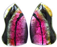 Pair Multicolour tourmaline cabochon, red green white pink Madagascar tourmaline, exclusive tourmalines, color tourmaline information data